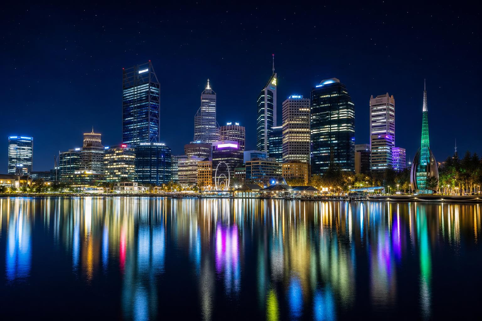 Perth city skyline at night